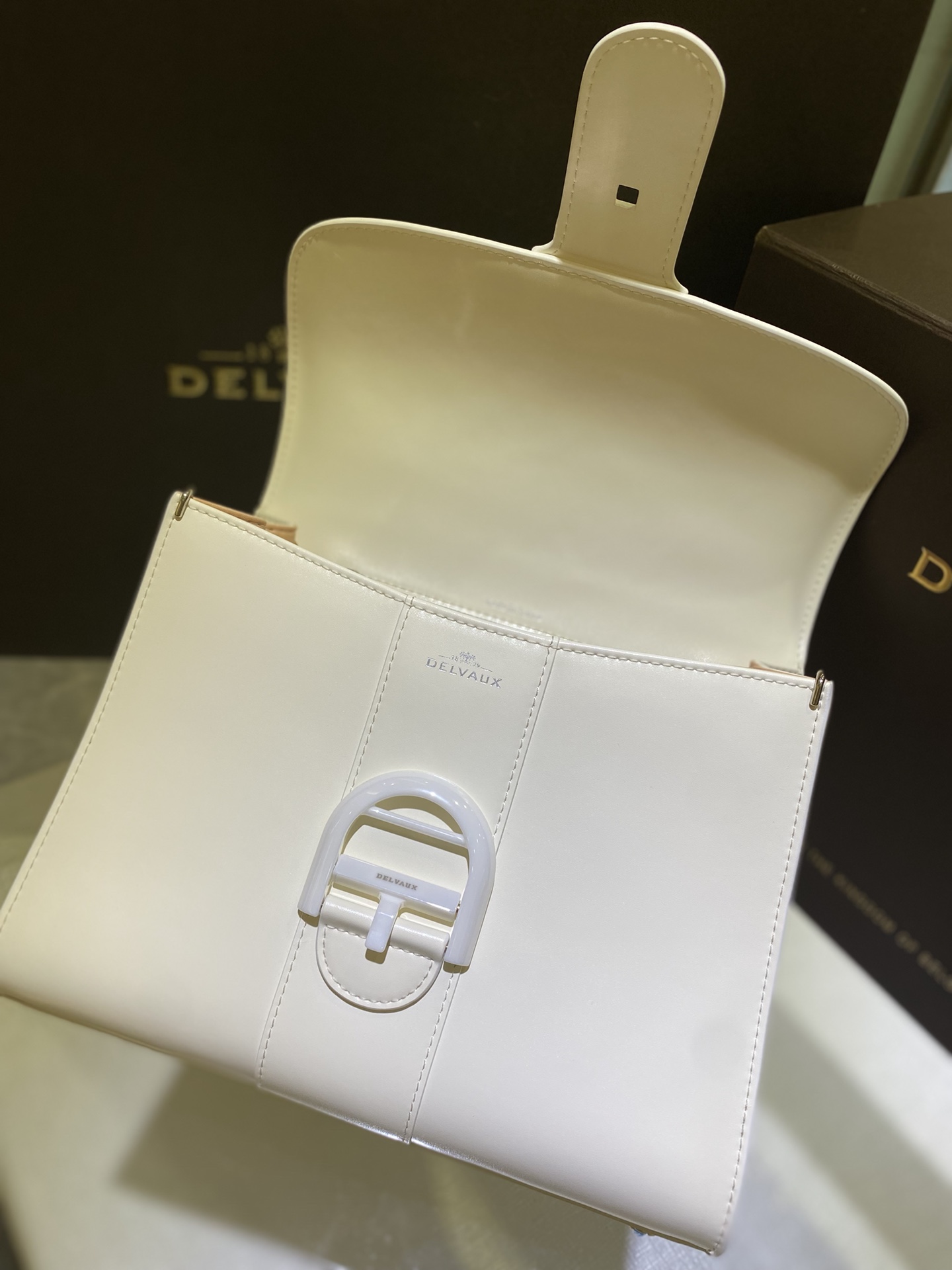 델보 브리앙 PM 박스백 화이트